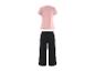Roze T-shirt met korte mouwen en zwarte wijde broek
