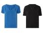 Korte mouw blouses: een blauwe en een zwarte.