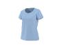 Lichtblauw dames T-shirt met korte mouwen en ronde hals.