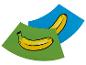 Twee bananenkaarten, één op een groene achtergrond en één op een blauwe achtergrond.