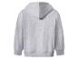 Vue arrière d'un sweat à capuche gris clair uni avec poignets et ourlet côtelés.
