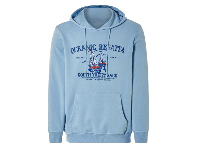 Un sweat-shirt bleu avec une image de voiliers et le texte 'Oceanic Regatta'