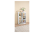 Étagère blanche à six cubes décorée de plantes et de livres.