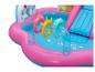 Piscine gonflable rose et bleue avec toboggan et jouets, motif «Princess».