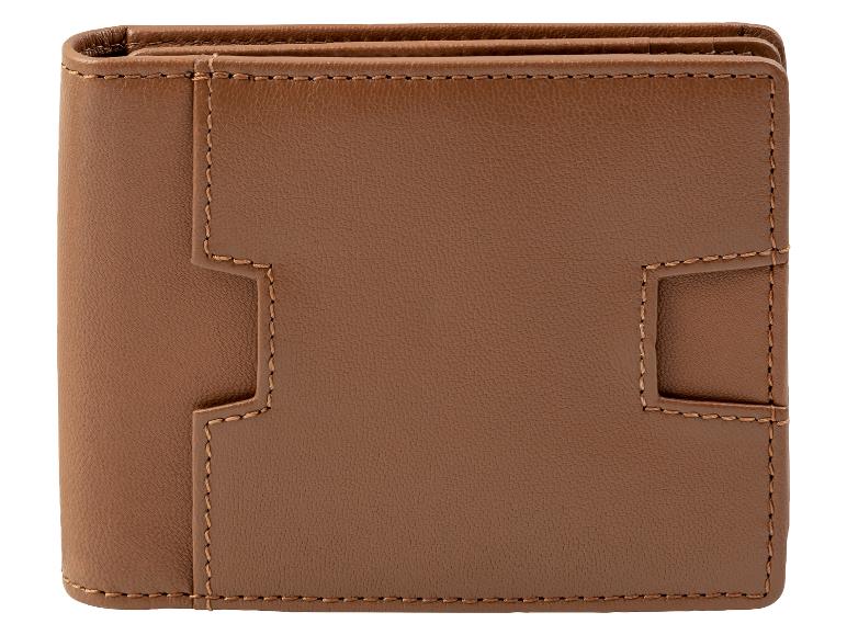 Un portefeuille en cuir marron.