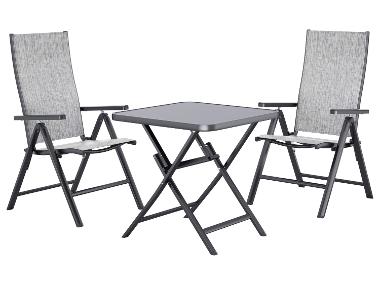 LIVARNO® Ensemble de jardin Houston : Table pliante avec 2 fauteuils à haut dossier