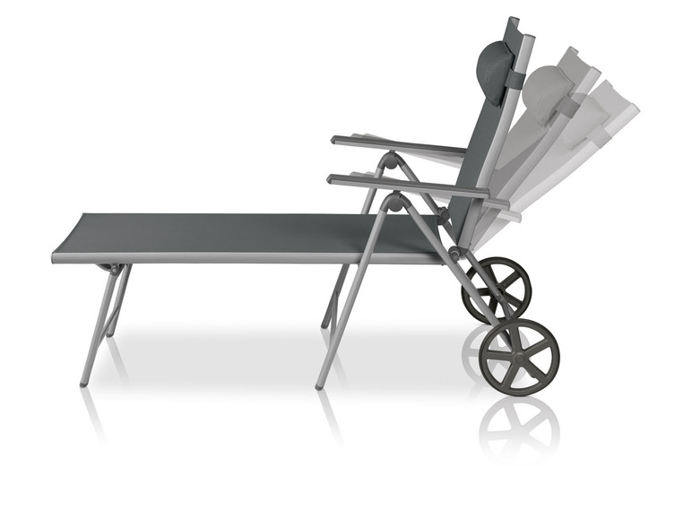 Aller en mode plein écran LIVARNO home Chaise longue en aluminium »Houston«, pliable, roues - Photo 3