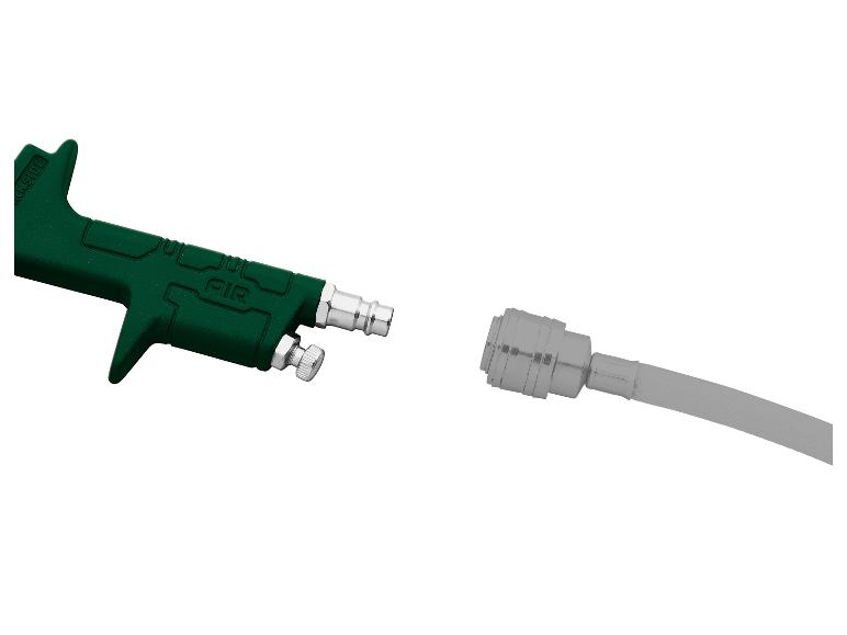 Un pistolet de pulvérisation vert Werkside avec un tuyau