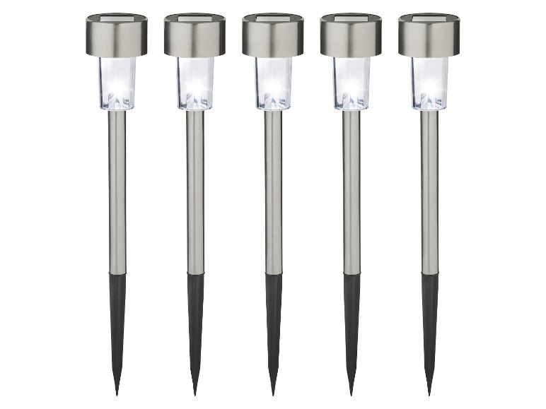 Lot de 5 lampes solaires de jardin en acier inoxydable