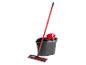 Ensemble de nettoyage Vileda avec balai plat, seau et essoreur, rouge et gris