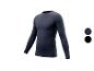 Maillot thermique à manches longues bleu foncé pour homme, avec détails à motifs.