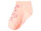 Chaussettes bébé pêche avec motif cochon rose et cœurs.