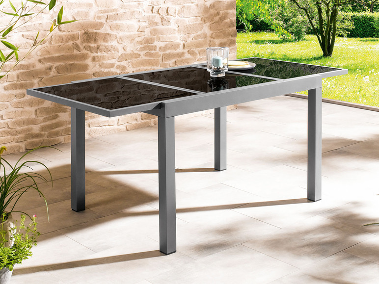 Ga naar volledige schermweergave: Aluminium tuinset zilver/grijs met uittrekbare tafel en 4 relaxstoelen Houston LIVARNO home - afbeelding 8