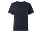 Een donkerblauw t-shirt met kant aan de mouwen.