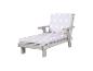 Chaise longue en bois gris avec coussins gris clair à étoiles blanches