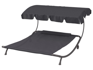 LIVARNO home Chaise longue en acier, avec pare-soleil