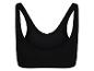 Soutien-gorge de sport noir à larges bretelles et dos échancré.