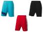 Sport shorts: blauw, zwart en rood.