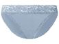 Culotte femme bleu clair avec détails en dentelle à la taille et aux jambes.