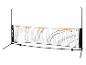 Filet de badminton portable avec poteaux noirs et bord supérieur orange