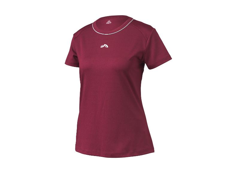 T-shirt de sport bordeaux à manches courtes avec liseré blanc au col.