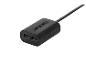 Een zwarte Tronic dual USB-lader met kabel.