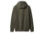 Donkergroene hoodie, achterkant op witte achtergrond.