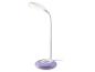 Lampe de bureau LED blanche avec base ronde violette et panneau de commande tactile coloré