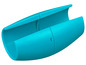 Een blauwe plastic kabelhouder voor het opbergen van kabels.