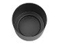 Pot de fleurs rond en métal noir au design simple et moderne.