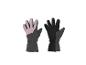 Gants de ski noirs et roses avec poignets élastiques.