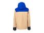 Beige en blauwe ski-jas met capuchon, met O'Neill-logo op de rug.