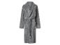 Grijze zachte fleece badjas met strikceintuur en zakken.