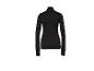 Zwart sportshirt met lange mouwen, hoge kraag en korte rits.