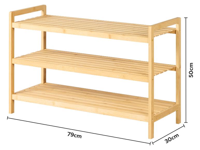 Étagère à chaussures en bambou à 3 niveaux, 79x30x50cm