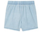 Short en jean bleu clair avec taille élastique.
