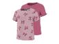 Meisjes T-shirts met korte mouwen, één roze met strikjes en één fuchsia.