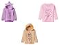Sweat à capuche violet My Little Pony, sweat-shirt rose Peppa Pig et sweat à capuche beige Pat' Patrouille Skye.