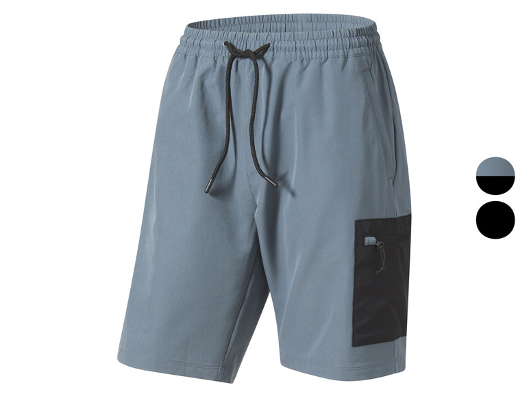 Blauwe sportbroek met zwarte details en een zak.