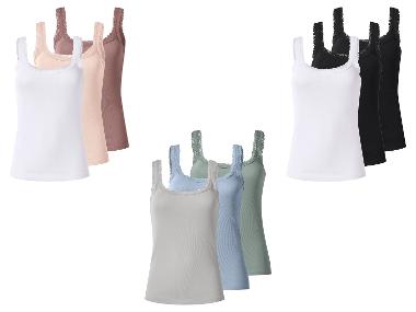 esmara® Tops avec dentelle pour femmes, 3 pièces