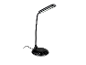 Moderne zwarte bureaulamp met draadloze oplader.