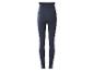 Donkerblauwe dameslegging met hoge taille, achteraanzicht.