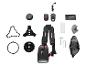 Parkside grastrimmer accessoires inclusief messen, oplader, accu, harnas en gereedschap.