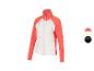Een witte en roze damesjas met rits