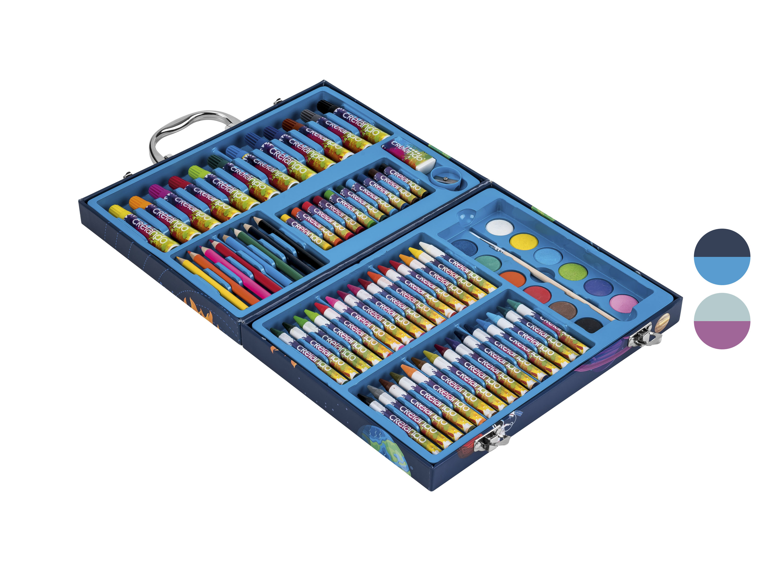crelando® schilderkoffer voor kinderen, met kleuren, potloden en accessoires