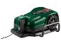 Parkside robotmaaier in groen en zwart op het laadstation.