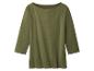 Haut à manches longues vert olive pour femme avec encolure ronde