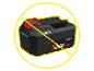 Batterie d'outil électrique 20V avec un X rouge, barrée d'un cercle jaune.
