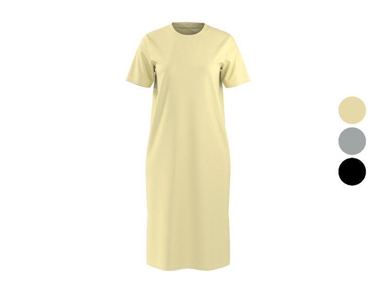 Robe t-shirt longue jaune pâle avec options de couleur grise et noire.