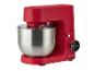 Robot pâtissier rouge SilverCrest avec bol en acier inoxydable et écran numérique.